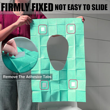 80 Pack Disposable Toilet Seat Covers – XL Portable Travel Liners (Green)