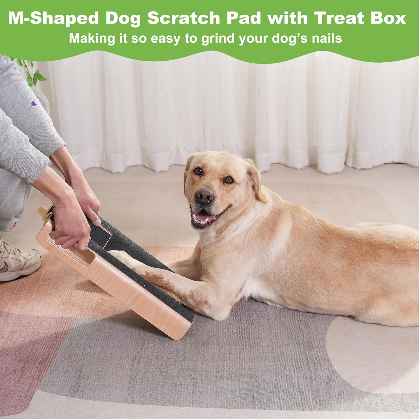 M-Shaped Dog Nail Scratch Pad with Treat Box – Large Dog Nail File & Shortener, Interactive Pet Grooming Toy for Healthy Paws
