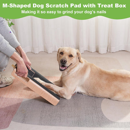 M-Shaped Dog Nail Scratch Pad with Treat Box – Large Dog Nail File & Shortener, Interactive Pet Grooming Toy for Healthy Paws