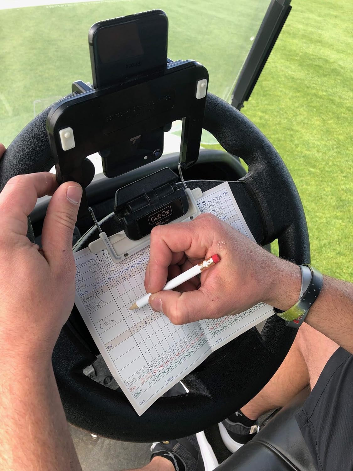 Golf Cart Steering Wheel Phone Mount/Scorecard Pro