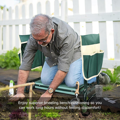 Garden Kneeler & Seat – Foldable Heavy-Duty Gardening Stool with Tool Pouches