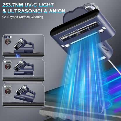 Mattress Vacuum Cleaner – UV-C Bed Cleaner with 16kPa Suction & 149°F Heat