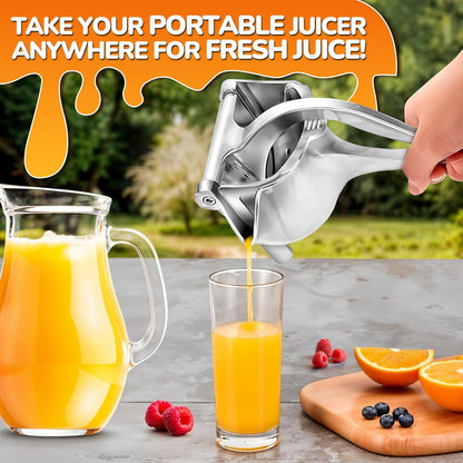 Manual Lemon Squeezer, Handheld Aluminum Alloy Citrus Press with Ergonomic Non-Slip Grip, Easy-Clean Fruit Juice Extractor, 8.7” Length, 0.6L Capacity
