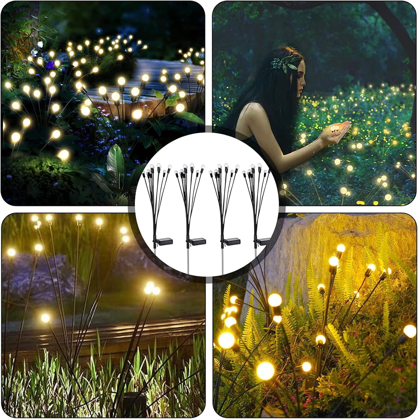 Title: Solar Firefly Garden Lights – 4 Pack (10 LED Warm White)