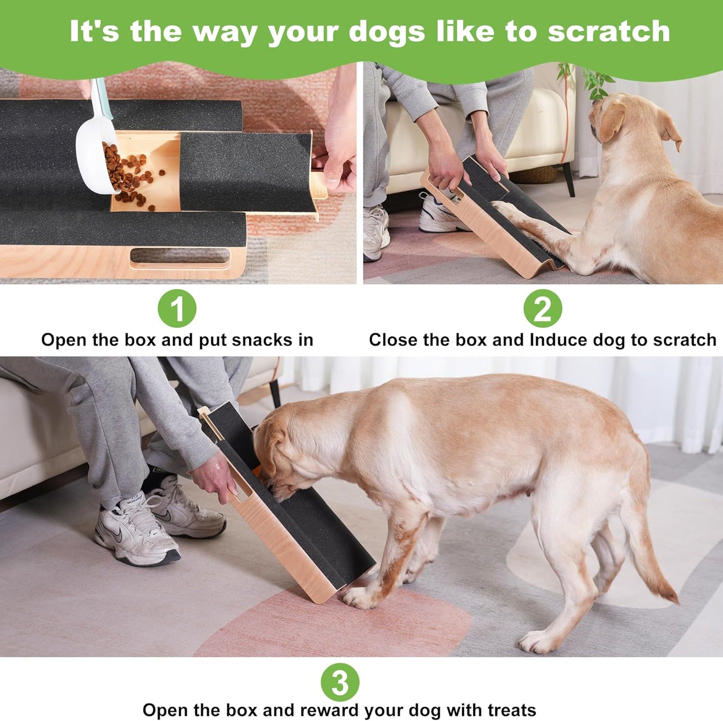 M-Shaped Dog Nail Scratch Pad with Treat Box – Large Dog Nail File & Shortener, Interactive Pet Grooming Toy for Healthy Paws