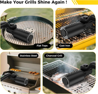 YKYI Electric Rotary Grill Brush for Outdoor Grills, 3-Speed Power Control, Bristle-Free 304 Stainless Steel BBQ Cleaning Brush, 90-Minute Runtime, Safe & Durable (Black)