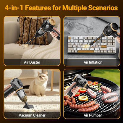 Scstartx Portable Cordless Car Vacuum Cleaner – Rechargeable Mini Handheld Vacuum with LCD Display & Multi-Nozzles, High-Power Cleaning for Car, Home, Office, Sofa, Pet Hair & Keyboard