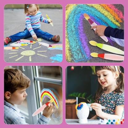 6PCS Sidewalk Chalk Paint Brush Set – Washable DIY Outdoor Art Kit