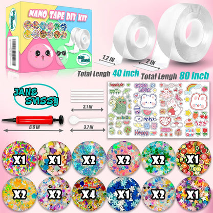 Nano Tape Bubble Craft Kit – Double-Sided Adhesive Tape Bubble DIY Art & Craft Toy for Kids Ages 8–12, Party Activity Set, 2-Pack (2" & 1.2")