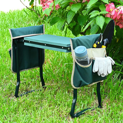 Garden Kneeler & Seat – Foldable Heavy-Duty Gardening Stool with Tool Pouches
