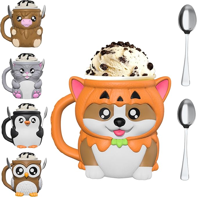 Highland Cow Ice Cream Pint Holder with Handle & 2 Spoons