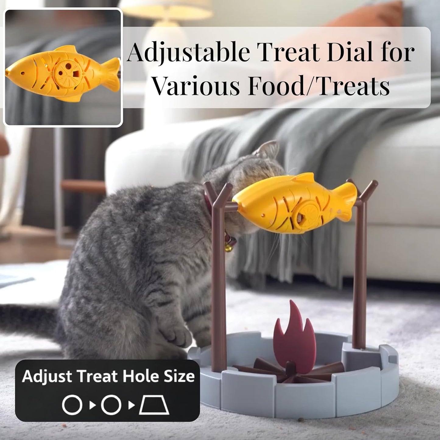 Petpals 11" Fish-Shaped Cat Treat Dispenser Toy, Slow Feeding Dry Food Bowl & Interactive Snack Puzzle for Cats