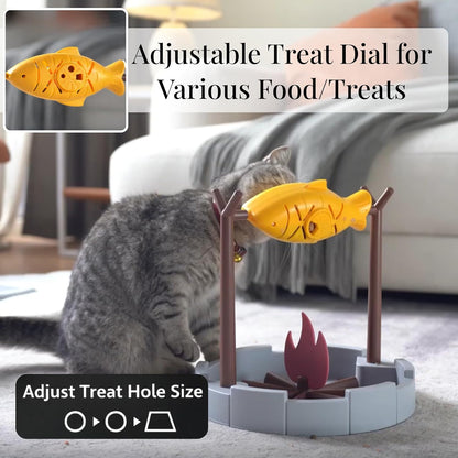 Petpals 11" Fish-Shaped Cat Treat Dispenser Toy, Slow Feeding Dry Food Bowl & Interactive Snack Puzzle for Cats