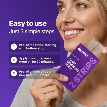 Purple Teeth Whitening Strips – 7 or 21 Sessions, Peroxide-Free, Enamel-Safe & Non-Sensitive Teeth Whitening