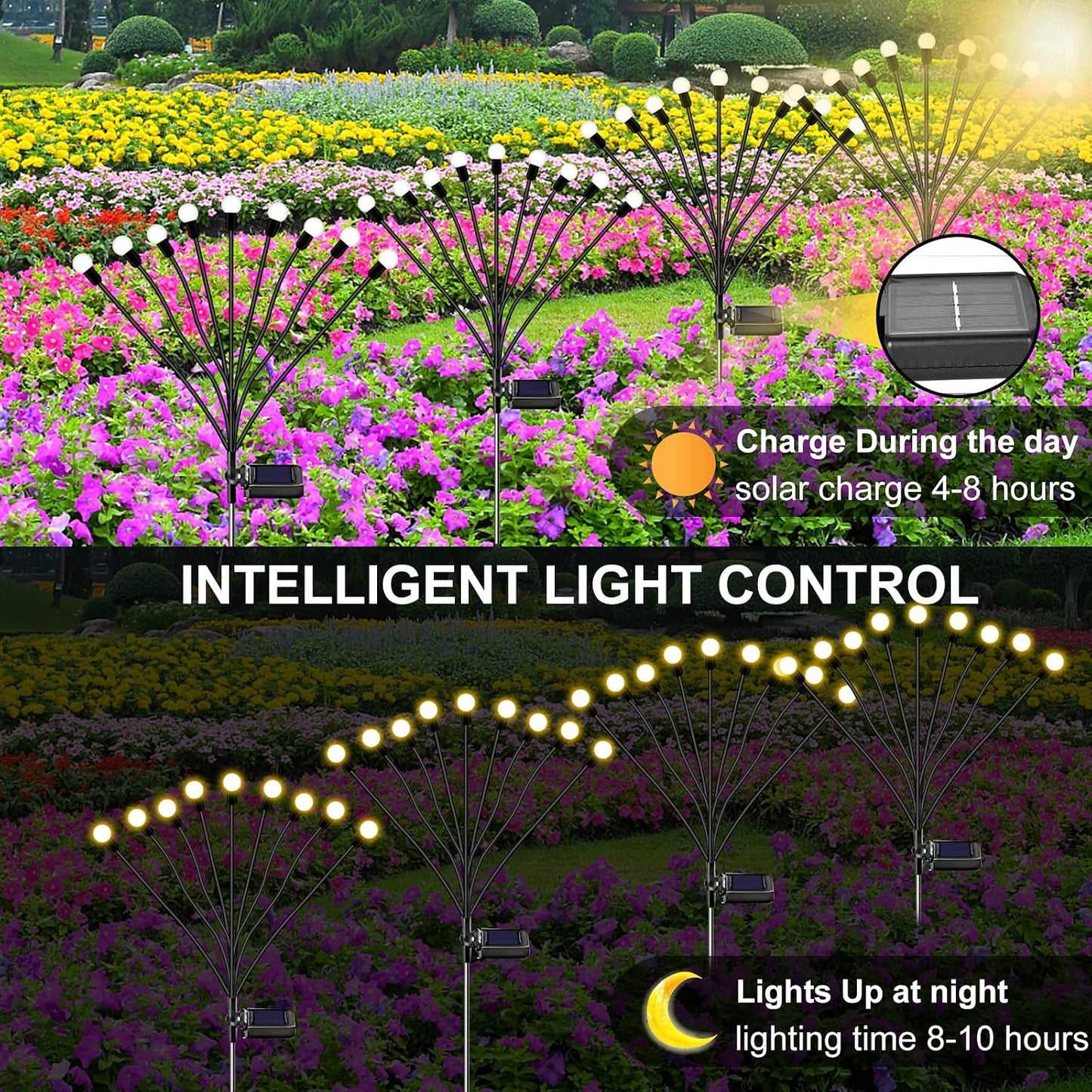 Title: Solar Firefly Garden Lights – 4 Pack (10 LED Warm White)