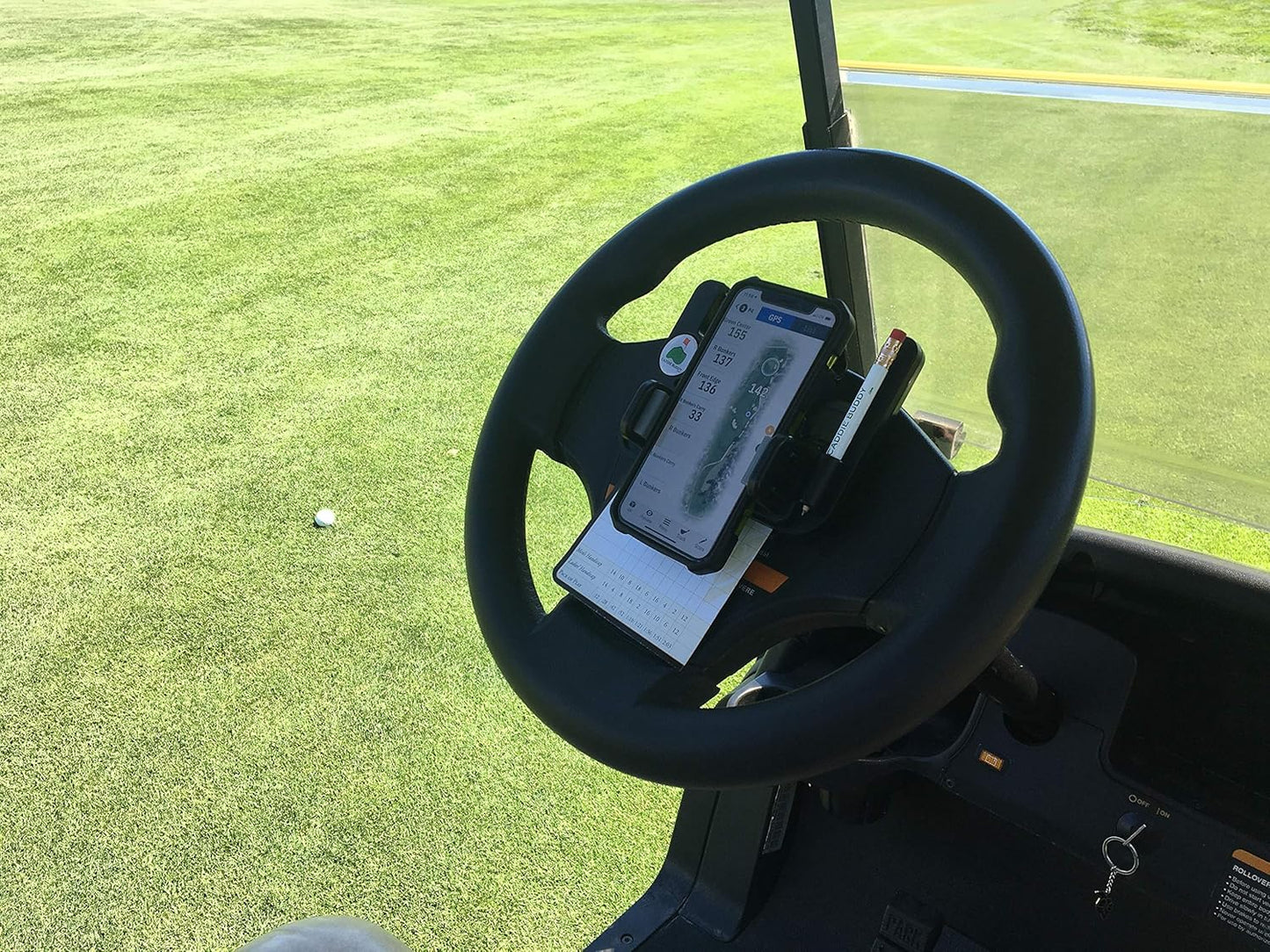 Golf Cart Steering Wheel Phone Mount/Scorecard Pro
