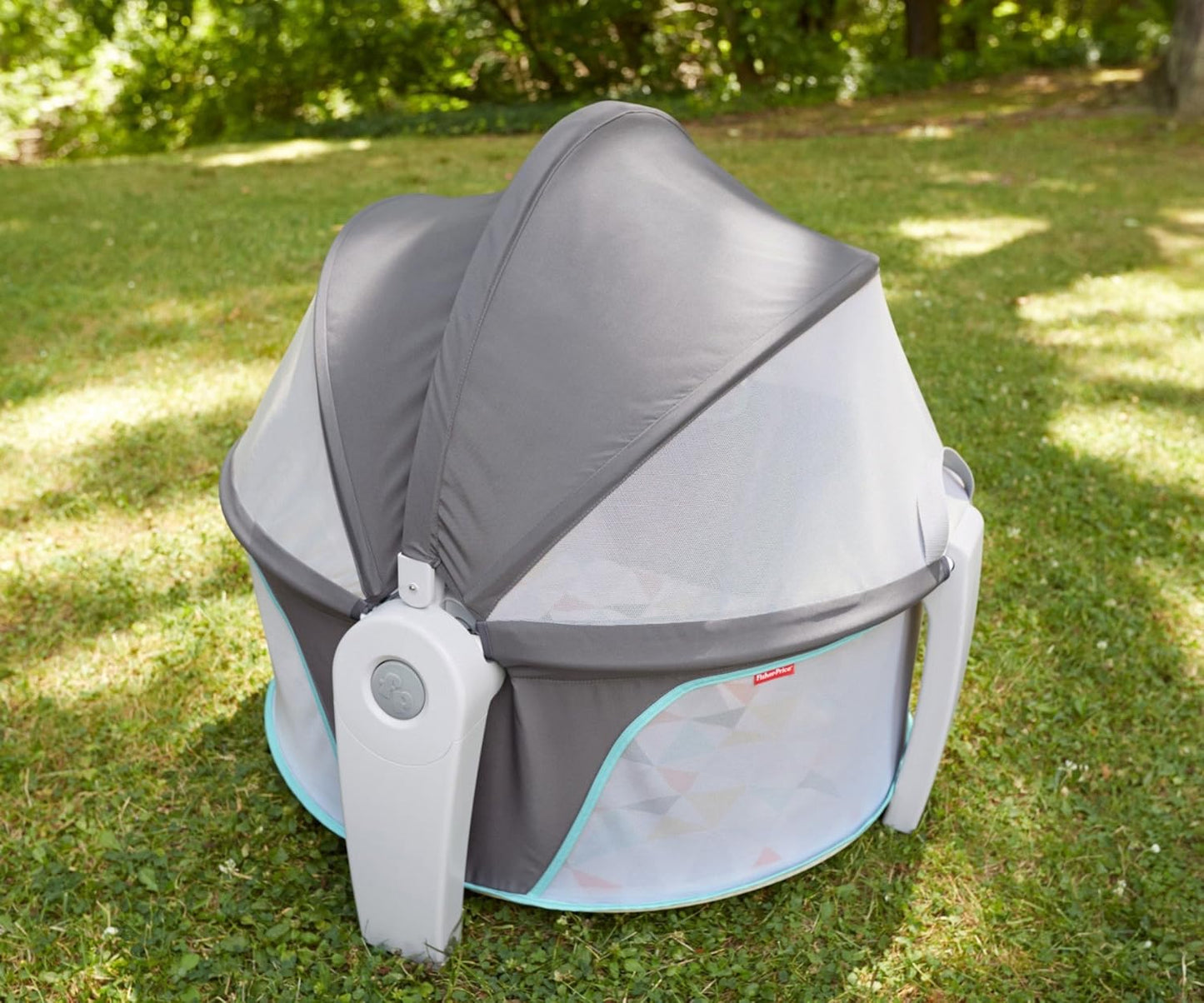 Portable Baby Bassinet Dome – Travel Play Space with Canopy & Developmental Toys (Grey Bubbles)