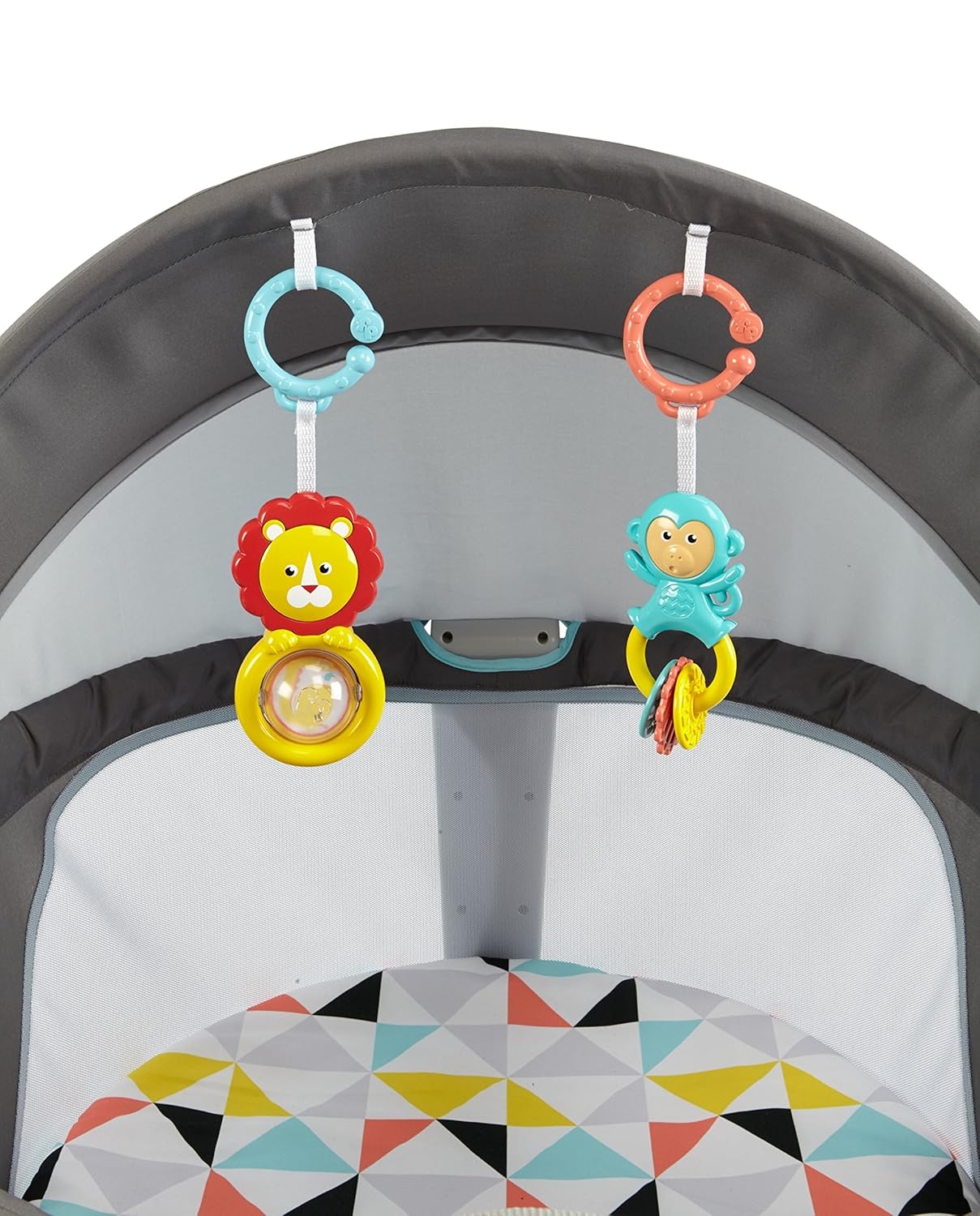 Portable Baby Bassinet Dome – Travel Play Space with Canopy & Developmental Toys (Grey Bubbles)