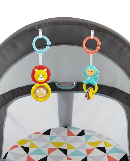 Portable Baby Bassinet Dome – Travel Play Space with Canopy & Developmental Toys (Grey Bubbles)