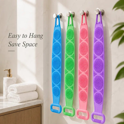 2-in-1 Silicone Bath Scrubber & Long Handle Body Brush