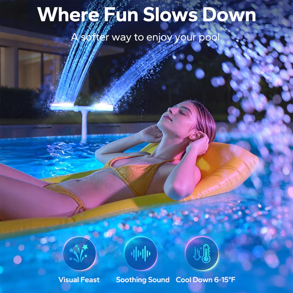 POOLHACKER Solar Pool Fountain Light for for Above & Inground Pools