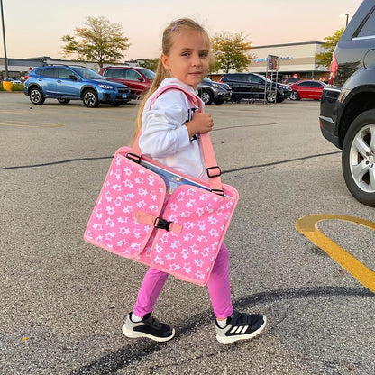 Kids Travel Tray for Car Seat – Road Trip Activity Tray (Pink)