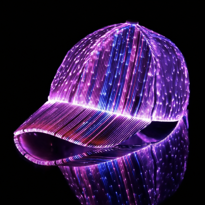 LumaPulse LED Fiber Optic Party Hat – USB Rechargeable Light-Up Cap with 7 Colors, 11 Lighting Modes & Soft Cotton Lining