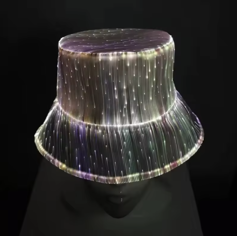 LumaPulse LED Fiber Optic Party Hat – USB Rechargeable Light-Up Cap with 7 Colors, 11 Lighting Modes & Soft Cotton Lining