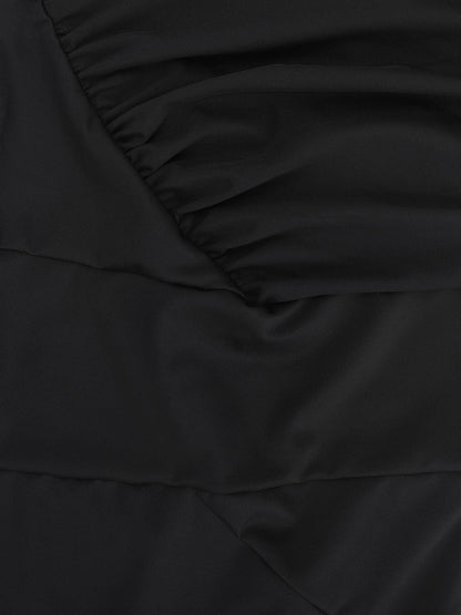 Built-In Shapewear Off Shoulder V-Neck Ruched Midi Dress
