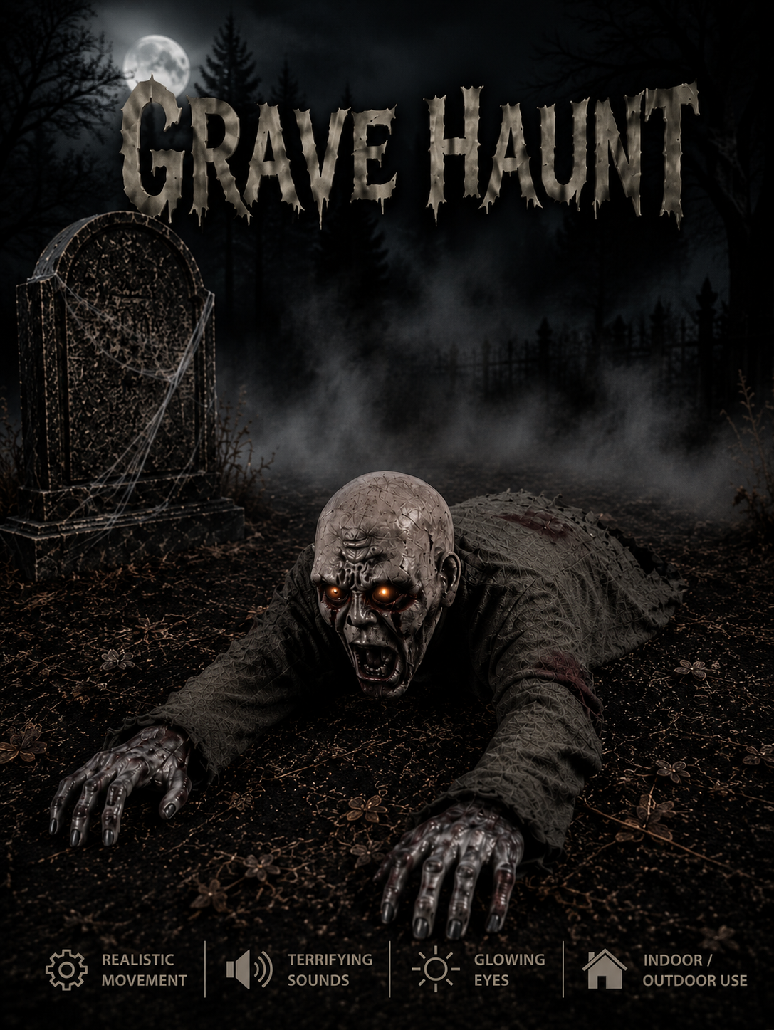 Motion-Activated Crawling Robot Zombie – Spooky Halloween Decor & Jump-Scare Prop