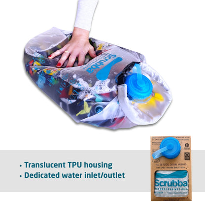Waterclear Wash Bag - a translucent portable washing machine