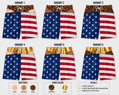 FreedomCheeks™ Funny American Flag Swim Shorts