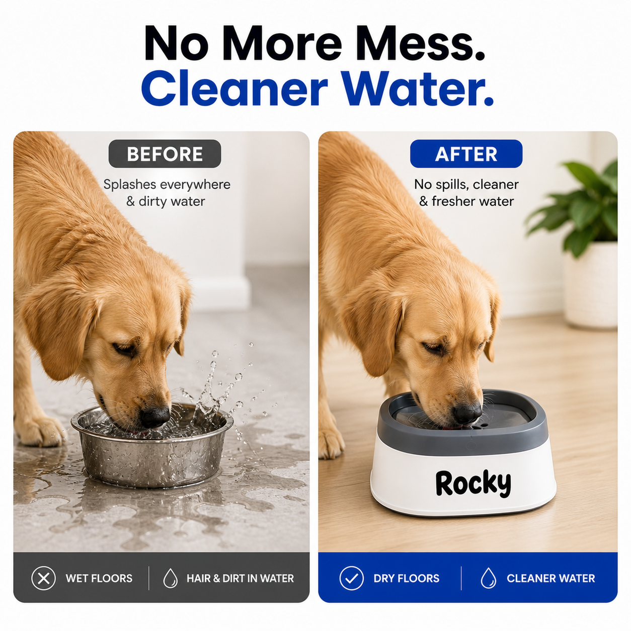 Anti-Spill Pet Water Bowl with Floating Water Plate