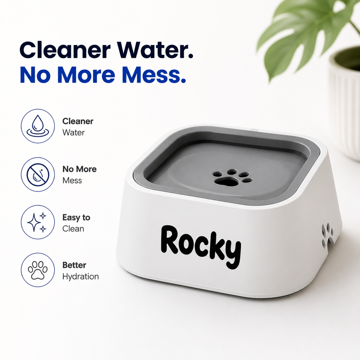 Anti-Spill Pet Water Bowl with Floating Water Plate