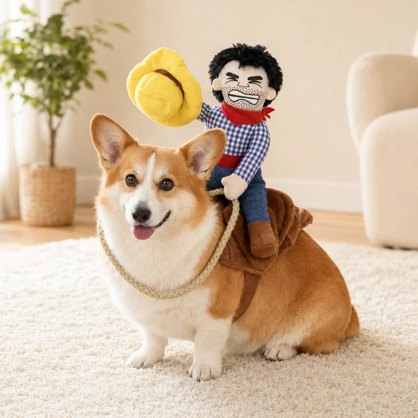 Cowboy Pup Rider – Funny Cowboy Dog Costume with Plush Rider for Dogs