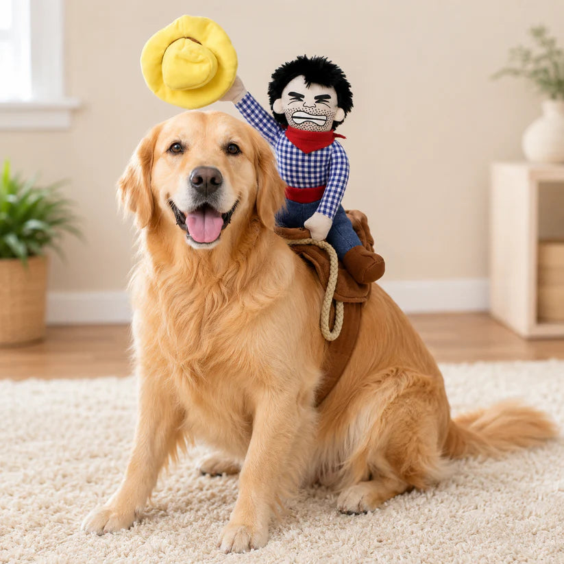 Cowboy Pup Rider – Funny Cowboy Dog Costume with Plush Rider for Dogs