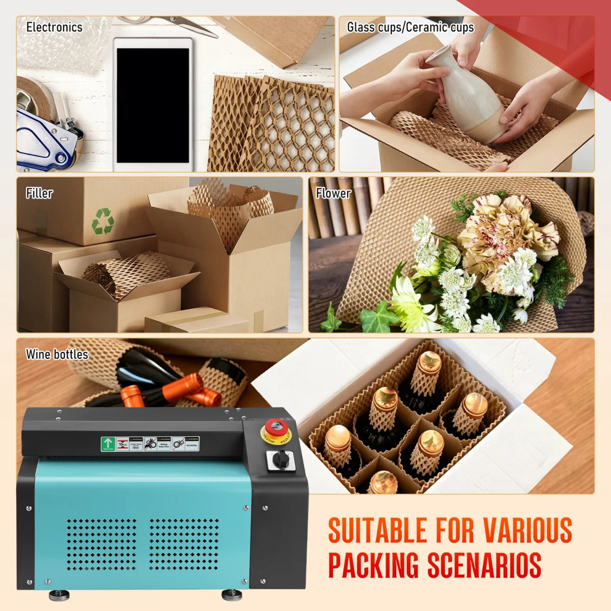 EcoPack Pro Honeycomb Packing Machine & Cardboard Shredder – 350mm