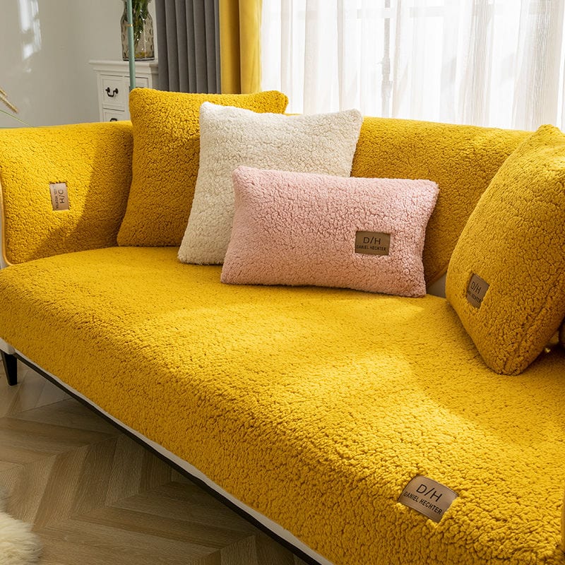 Waterproof Thick Fuzzy Sherpa Fleece Non-Slip Sofa Cover