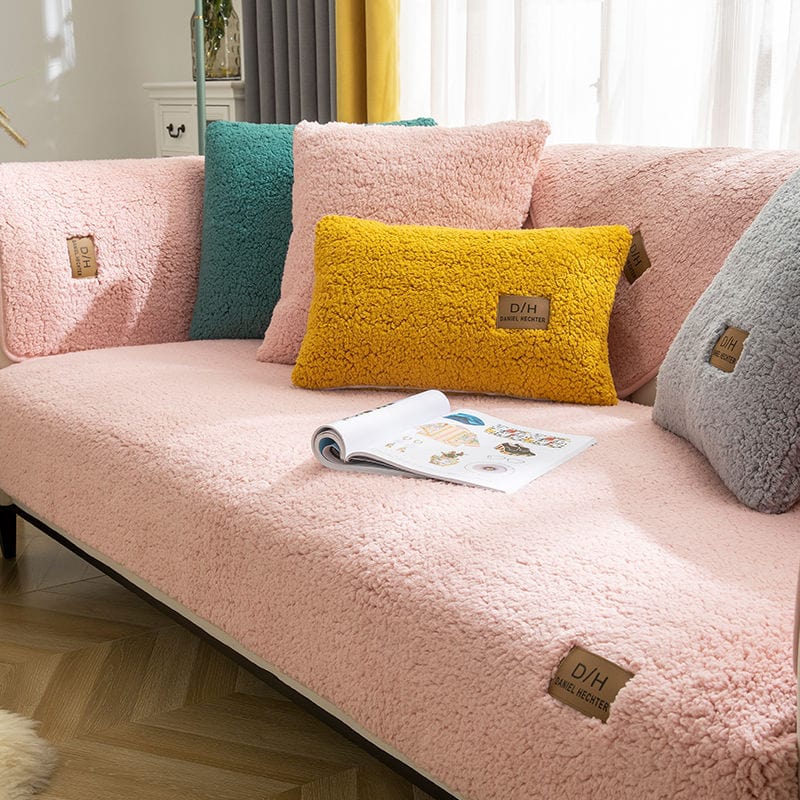 Waterproof Thick Fuzzy Sherpa Fleece Non-Slip Sofa Cover