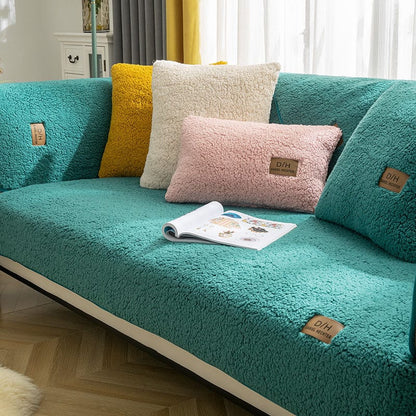 Waterproof Thick Fuzzy Sherpa Fleece Non-Slip Sofa Cover