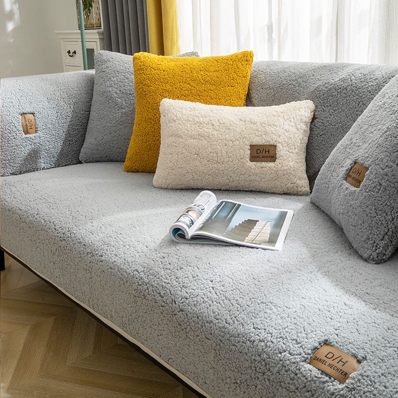 Waterproof Thick Fuzzy Sherpa Fleece Non-Slip Sofa Cover