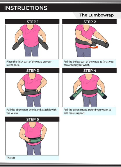 Lumbowrap® - The Complete Hip & Lower Back Wrap For Easier Walking & Standing (Spinal Stenosis, Sciatica, Lower Back Pain)