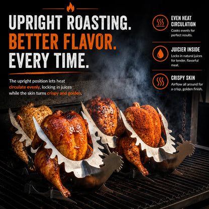 Grill Throne – Stainless Steel Beer Can Chicken Roaster Stand for BBQ & Grilling