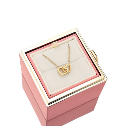 ETERNAL ROSE BOX - W/ ENGRAVED NECKLACE & REAL ROSE