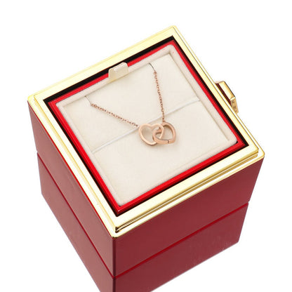 ETERNAL ROSE BOX - W/ ENGRAVED NECKLACE & REAL ROSE