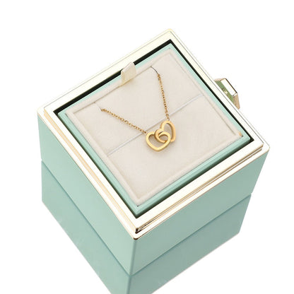 ETERNAL ROSE BOX - W/ ENGRAVED NECKLACE & REAL ROSE