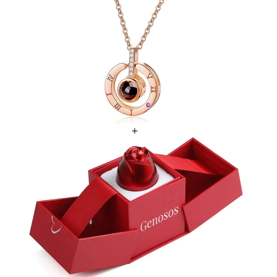 GENOSOS ETERNAL LOVE NECKLACE WITH ROSE BOX