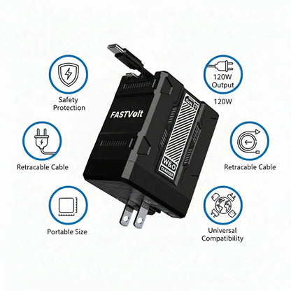 FastVolt 2-in-1 Retractable Fast Charger Cable