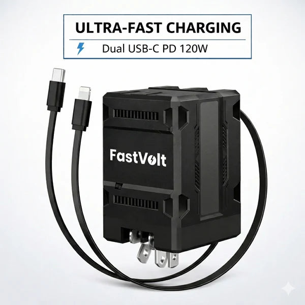 FastVolt 2-in-1 Retractable Fast Charger Cable