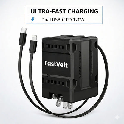 FastVolt 2-in-1 Retractable Fast Charger Cable
